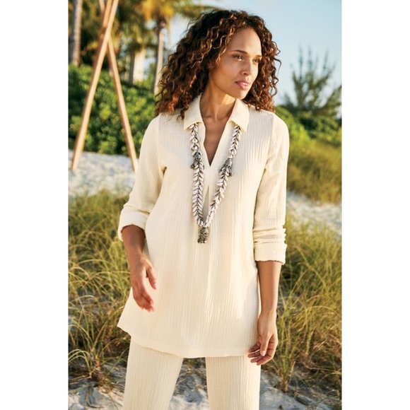 Soft Surroundings Tops - Soft Surroundings Key Biscayne Gauze Tunic in Ivory